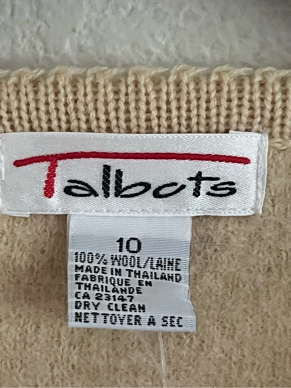 Talbots Vintage Beige Butter Yellow 100% Wool Structured Cardigan NWT US 10